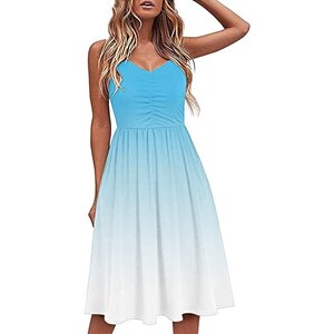 Missufe Abito Estivo Da Donna, Con Scollo A V, Senza