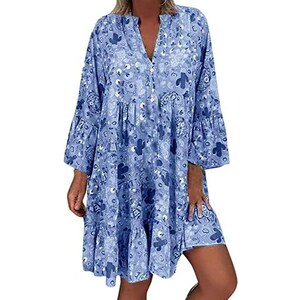 SCARLET DARKNESS Abito Boho Maxi Con Tasche – Maniche A Campana E Scollo A V Per Spiaggia E Feste - 4