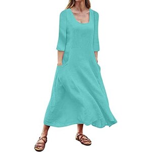 Monte Cervino Abito Lungo Donna A Maniche Corte Con Balze Plissettate - Foto 5