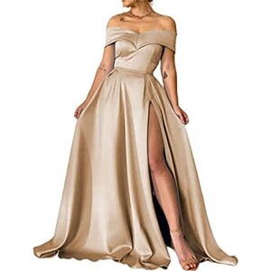 WSEYU Abiti Da Ballo In Tulle Con Spalle Scoperte Abito Da Ballo Per Le Donne A Line Abito Da Sposa Abito Da Sera Formale Diviso Rosa 44 128966274