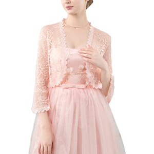 Bolero Donna Irevial In Pizzo - Coprispalle Elegante Per Cerimonie Con Maniche 3/4 - Foto 9