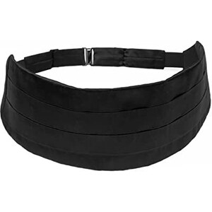 Fusciacca In Raso Di Seta Nero Made In Italy - Per Smoking Uomo Con 3 Pieghe - Foto 2