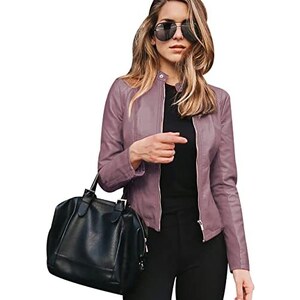 QUEEN HELENA Giacca Biker In Ecopelle Moto Giacchetta Casual Elegante Motociclista Giubbino Corto Donna Y (S, Nero