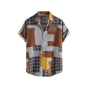 Camicia Hawaiana Uomo a Maniche Corte Casual Shirts Camicia Estiva Spiaggia Vaca