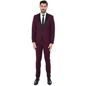 Ciabalu Abito Uomo Elegante Smoking Completo Collo a Fascia Sartoriale Cerimonia Slim Fit 50