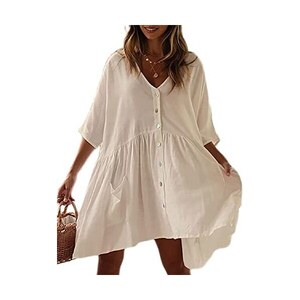Copricostume Kimono Lungo In Cotone Per Donna - Stampato Floreale, Ampio, Leggero, Perfetto Per Spiaggia E Piscina