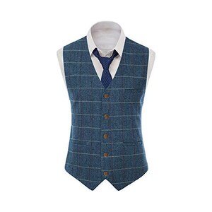 Gilet Uomo Tweed Spina Di Pesce – Doppiopetto Vintage, Misto Lana, Taglie 42-44 - 4