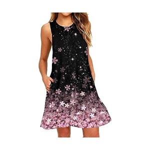 Abito Donna Estivo In Chiffon - Scollo A V, Manica Corta, Stampa Floreale, Con Cintura - Foto 8