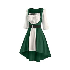 ShiFan Abito Lungo Medievale Donna In Pizzo – Costume Retrò Maniche Lunghe, Nero, Taglia XL, Vestito Maxi Bodeaux