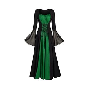 Abito Medievale Lungo Donna Con Maniche Svasate - Viola, Taglie Dalla S Alla 3XL, Costume Halloween Retrò