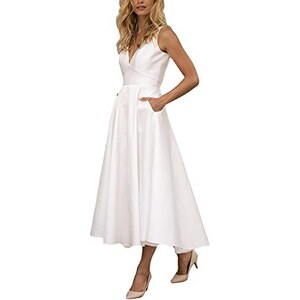 Vestiti Casual da Donna Vestiti Estivi Casual Scollo a V Abito Elegante Senza Manich Mini Vestito Boho Floreale Slim Fit Abito da Ballo Abito Mare Spiaggia Abito Donna Curvy