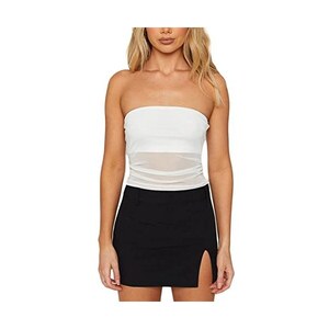 GORGLITTER Canottiera Crop Top 2 In 1 Donna - Con Inserti In Rete Trasparente, Sexy E Sportiva - 4