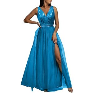 Abito Donna Estivo Lungo Senza Maniche - Sexy Con Spacchi E Scollo A Lupetto, Per Cocktail E Spiaggia - Foto 6