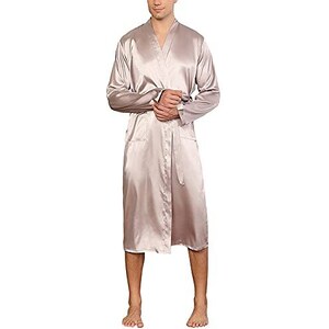 MAYILNSIN Kimono Da Donna, Vestaglia Lunga In Seta, Per Matrimoni, Feste, Pigiameria, Pigiameria, Abbigliamento Da Casa, Taglie Forti, Argento, S - Foto 4