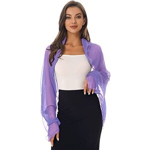 Scialle In Raso E Chiffon Donna - Trasparente E Leggero - Per Eventi, Matrimoni O Serate Eleganti - Foto 4