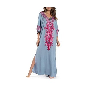 L-Peach Damen Bohemian Kaftan Maxi Loungewear Übergroße Nachthemd
