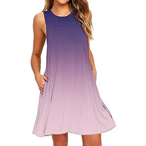 Abito Maxi Donna In Cotone 100% &ndash; Senza Maniche, Stampa Floreale, Scollo Quadrato (Lungo 137cm)