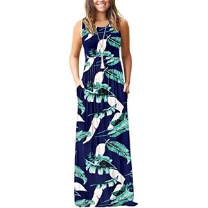 Abito Estivo Sherosa Stampa Floreale - Leggero, Con Tasche, Senza Maniche, Taglie Forti (XL)