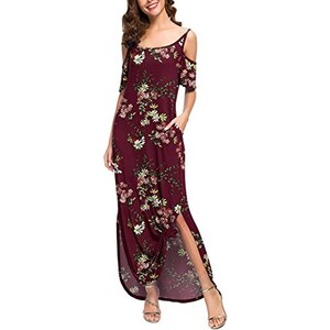 Hekbaep Abito da spiaggia da donna, estivo, a fascia, lungo, senza