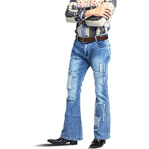 Pantaloni A Campana Anni '70 Uomo - Jeans Svasati Vintage, Cotone Elastico - Look Disco Retr&ograve;