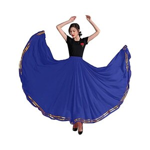 Donna Maxi Gonna in Chiffon da Ballo Danza del Ventre Performance da Allenamento Pratica da Sala Gonne Lunghe da Ballo Flamenco Rumba Grande Swing Gonna Asimmetrica Dancewear Blu M