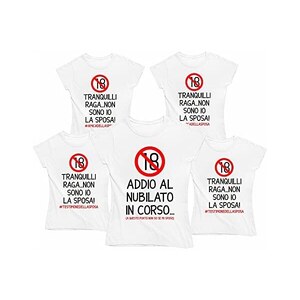 Pacchetto Magliette Personalizzabili Addio Al Nubilato - T-Shirt Coordinate Per Sposa E Invitate In 100% Cotone