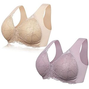 SHEKINI Elegante Reggiseno a Triangolo Bralette Donna in Pizzo da Donna Senza Ferretto Imbottiture Rimovibili Sexy Donna Lingerie Tracolla Regolabile Bustier Top Bianco,S