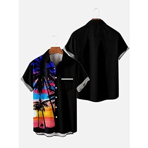 Zando Camicia Hawaiana Uomo - Maniche Corte In Poliestere Leggero Con Stampe Tropicali - Camicia Estiva Da Spiaggia Con Fenicotteri - Taglie UK - 2