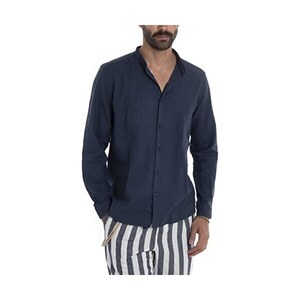 Giosal Camicia Uomo Lino Tinta Unita Collo Coreano Sartoriale Artigianale (S, Celeste Giosal Camicia Uomo Lino Tinta Unita Collo Coreano Sartoriale Artigianale (S, Celeste