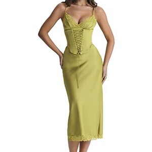 Abito Corto In Cotone Con Slip Integrato, Canotta In Pizzo, Vestibilità Petite, Donna
