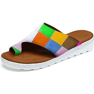 Sandali Donna Con Tacco Spesso E Zeppa - Ciabatte Estive Con Fiocco, Antiscivolo Per Spiaggia - Foto 8