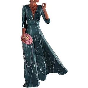 ORANDESIGNE Abito Da Cocktail Donna Vestiti Da Matrimonio Elegante Scollo A V Profondo Vestito Vintage A Pieghe Skater Abito Midi Damigella Sera Cerimonia Abito Da Festa Retro F Verde Xxl 117341408