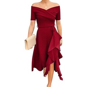 Abito Da Sera In Pizzo E Chiffon - Lungo, Vita Alta, Sexy, Per Cerimonie E Occasioni Speciali - Foto 7