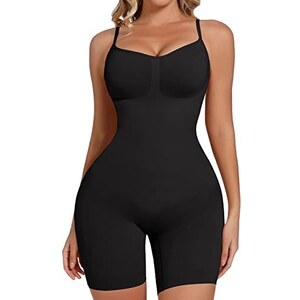 Joyshaper Body dames lantaarnmouwen bodysuit lange mouwen elegant ronde hals body chic top jumpsuit, Beige, L