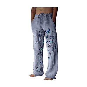Pantaloni Baggy Tapered In Lino Con Vita Elasticizzata E Coulisse Lunghi Nuovi