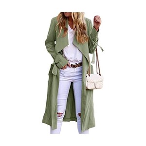 FASHIONISM Maxi cardigan da donna, tinta unita, a maniche lunghe, aperto sul davanti, con colletto lungo, cappotto spolverino taglie 40-58, bianco, 40-42