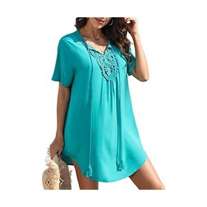 Copricostume Donna Mare - Pareo Chiffon Con Scollo A V E Maniche 3/4, Abito Spiaggia Elegante E Leggero, Copri Bikini