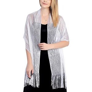 Stola Donna Elegante Con Frange - Coprispalle Per Matrimoni E Cerimonie, Argento O Oro - Foto 11