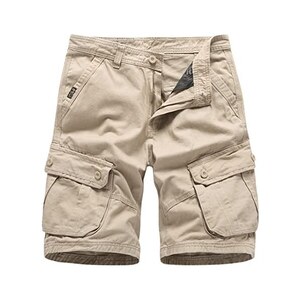 New Front Pantaloncini Cargo Uomo In Cotone - Multitasca Con Bottone, Per Spiaggia E Campeggio (Estate) - 2