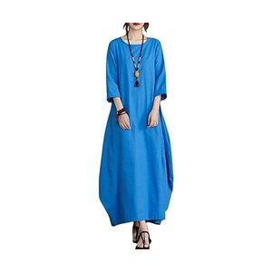 Abito Estate Donna Taglie Forti - In Cotone E Lino, Maniche Arruffate E Scollo A V, Stile Casual Elegante - Foto 9