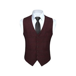 HISDERN Gilet Da Uomo Bordeaux Elegante Classico Panciotto Uomo In