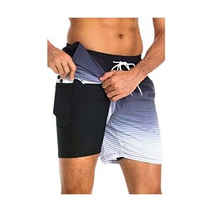 Lncropo Pantaloncini Da Bagno Uomo Asciugatura Rapida – Stampa A Righe, Con Fodera In Rete E Tasche - 2