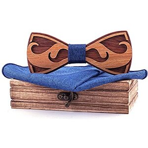 HZQIFEI Farfalla In Legno, 2 Set Di Papillon In Legno Da Uomo + Papillon In Legno Per Bambini, Stile#01, Taglia Unica