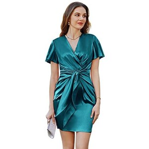 GRACE KARIN Donna Vestito Midi Senza Maniche Smocked Scollo a Cuore Orlo Irregolare