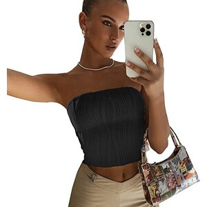 DESIGN Coppe Grandi - Halloween - Crop top con spalle scoperte rosso olografico