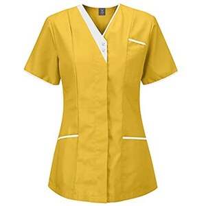 GORGLITTER Maglietta estiva da donna, tinta unita, scollo rotondo