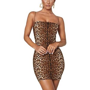 Abito da donna con stampa animalier, a maniche corte