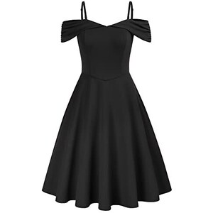 Abito Donna Vintage Anni '50 OBEEII - Vestito A Trapezio Con Stampa A Pois - Scollo A V E Vita Impero - Foto 5