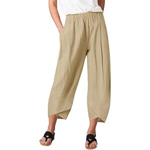 Pantaloni Estivi Donna X-Image A Vita Alta Con Stampa Floreale – Elasticizzati Con Tasche – Taglie Forti