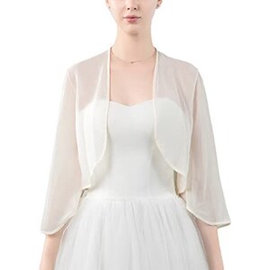 Bolero Donna In Chiffon Con Maniche 3/4 - Coprispalle Elegante E Leggero | Perfetto Per Estate E Serate - Foto 5